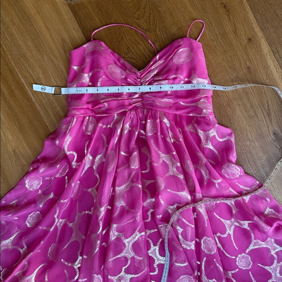 Pink Mini Dress With Gold Accents - Picture 15 of 15